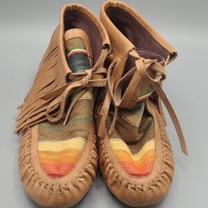 L&B  | 10 UNISEX WOMENS SERAPE MOCCISANS | MULTI FIRE RAINBOW